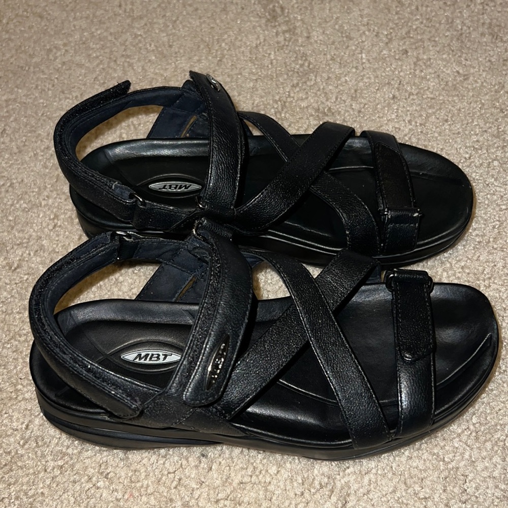 MBT black leather sandals US size 5-5.5